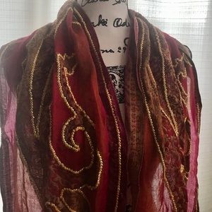 Beautiful red multicolored scarf.